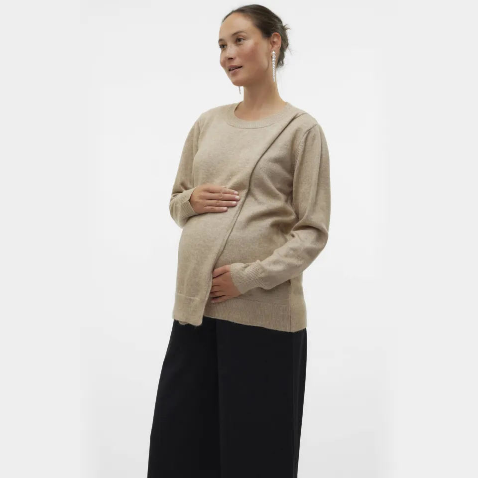 Mamalicious gebreide zwangerschapstrui - beige, foto 4