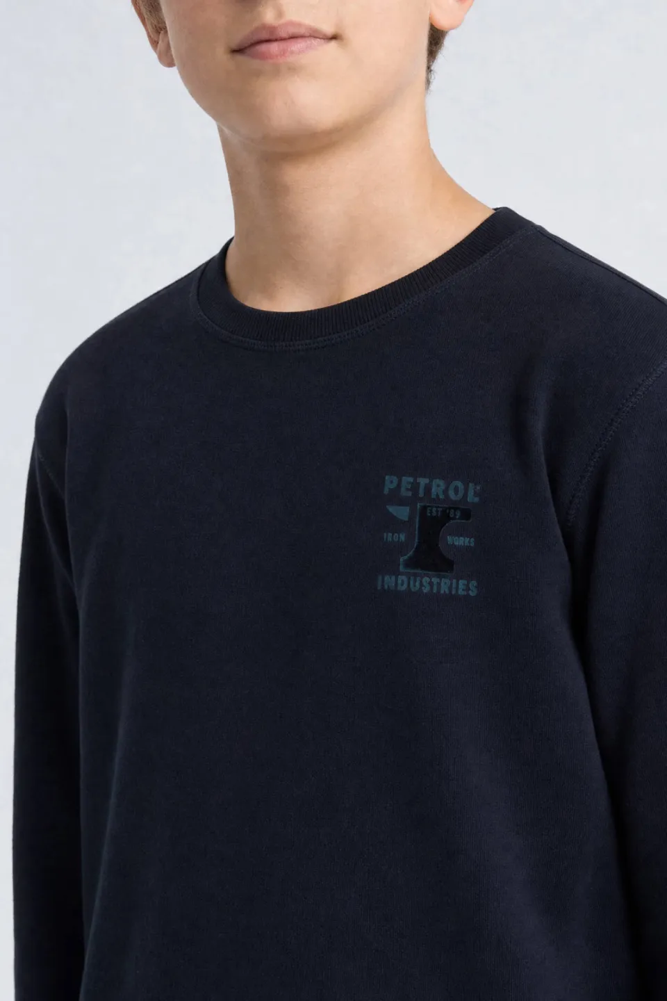 Petrol Industries rechtvallende sweater met print - marineblauw, foto 4