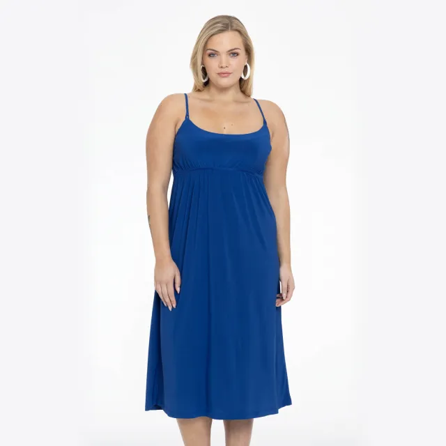 Yoek travelstof jurk blauw