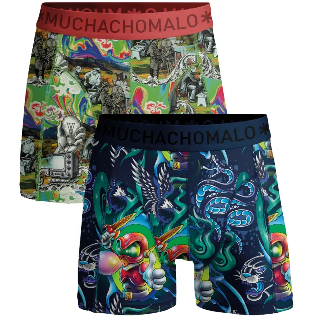 Muchachomalo Heren 2-pack Boxershorts New School veelkleurig, foto 2