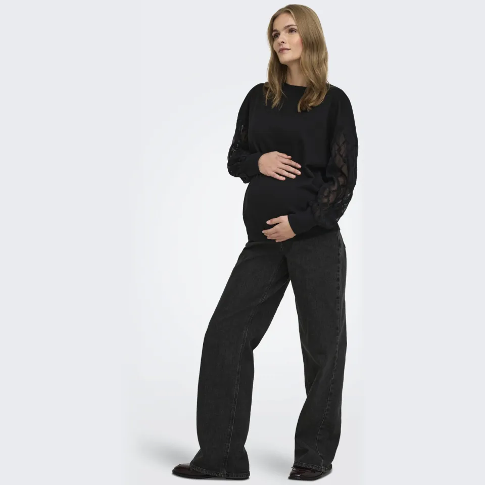 Only MATERNITY semi-transparante zwangerschapssweater - zwart, foto 5