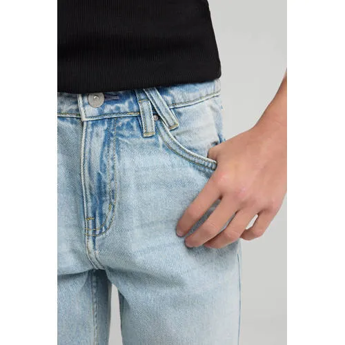 America Today straight leg jeans high waist light blue denim, foto 5