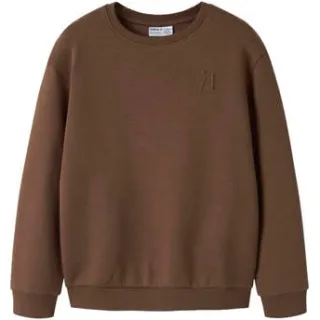 NAME IT KIDS sweater met borduursels - donkerbruin Effen, foto 2