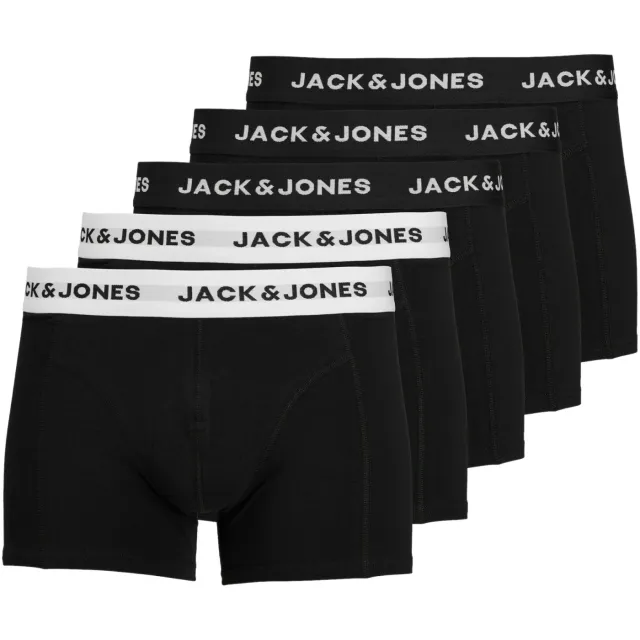 Jack & Jones Solid Trunk Boxershorts Heren (5-pack) zwart - wit