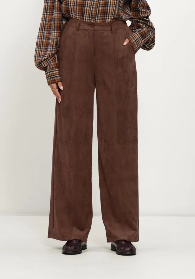 Object Dames Broeken Objmiya Hw Wide Pants - Bruin, foto 3