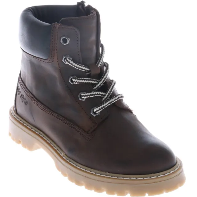 Hip leren veterschoenen met profielzool - bruin, foto 2
