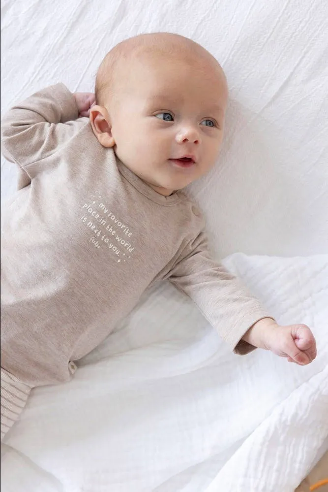 Feetje longsleeve taupe gestreept Taupe melange