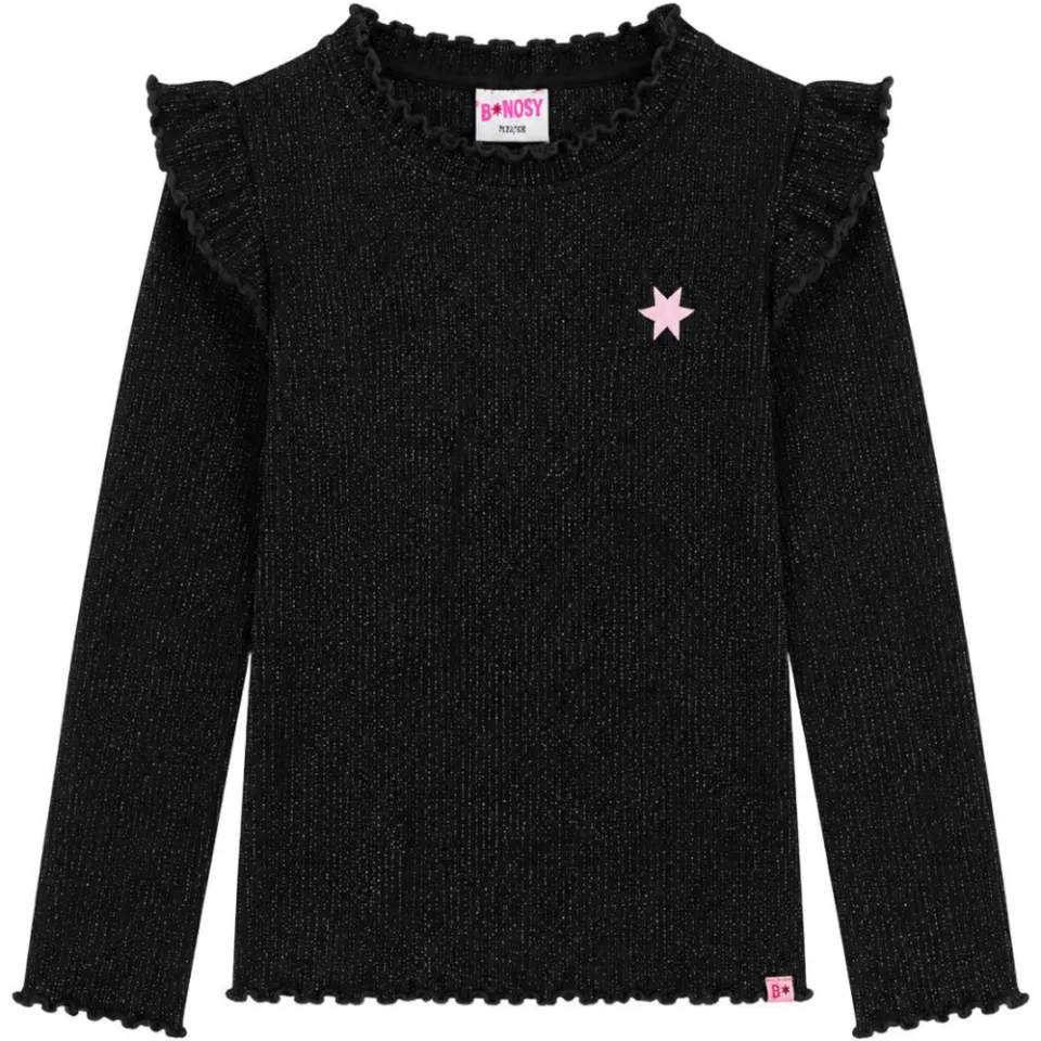 B.Nosy aansluitende longsleeve met glitters zwart, foto 2