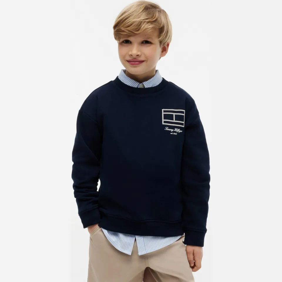 Tommy Hilfiger sweat sweater met print - donkerblauw