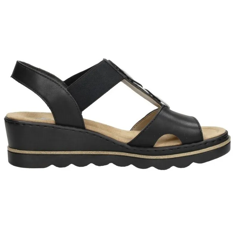 Rieker sandalen zwart met hak
