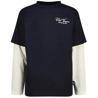 Vingino longsleeve met print - donkerblauw Jongens Katoen Ronde hals Meerkleurig Donkerblauw/wit