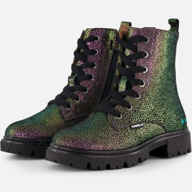 BunniesJR BunniesJR Saar Veterboots zwart Leer