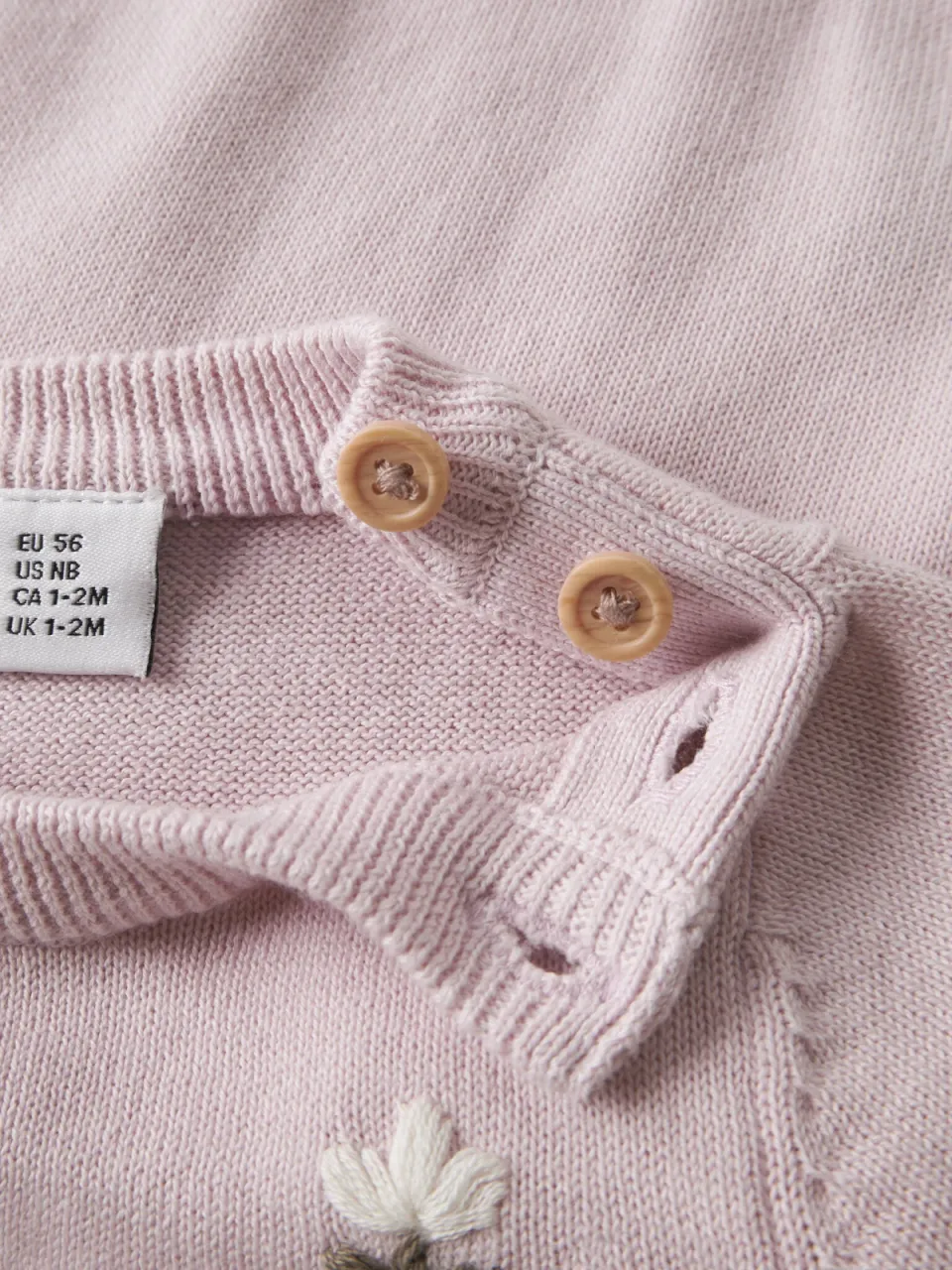 NAME IT BABY katoenen gebreide gebloemde trui met borduursels - roze, foto 4