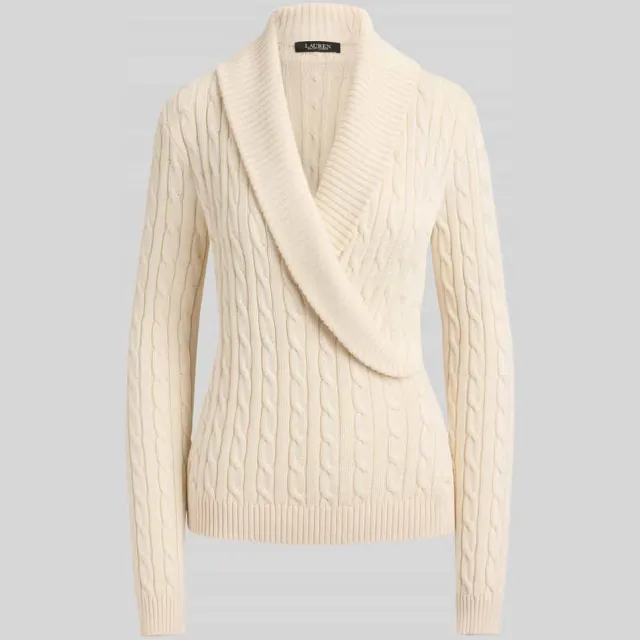 Lauren Ralph Lauren Regular fit pullover van mix van katoen en viscose Ecru