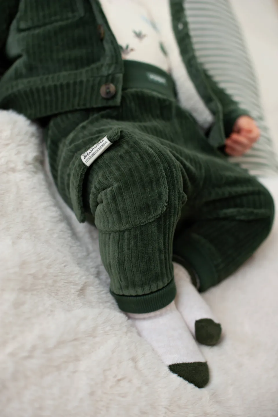 Feetje Wiggle and Waddle corduroy cargobroek groen, foto 6