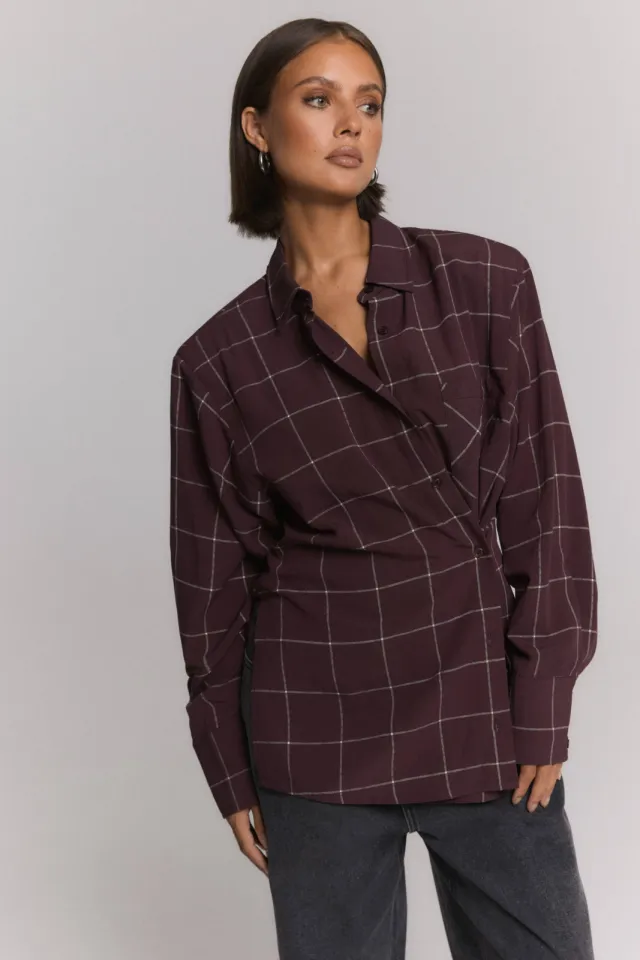 Refined Department Naro geruite blouse bordeaux