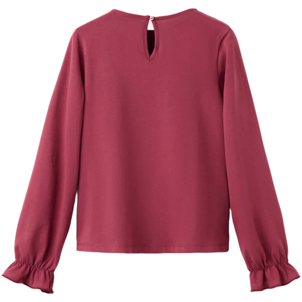 Mango Kids rechtvallende longsleeve met ruches fuchsiaroze, foto 2
