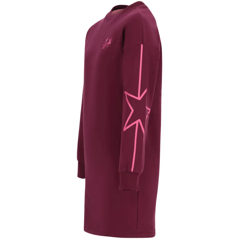 TYGO & vito Daisy midi sweatjurk met sterren donkerrood, foto 4