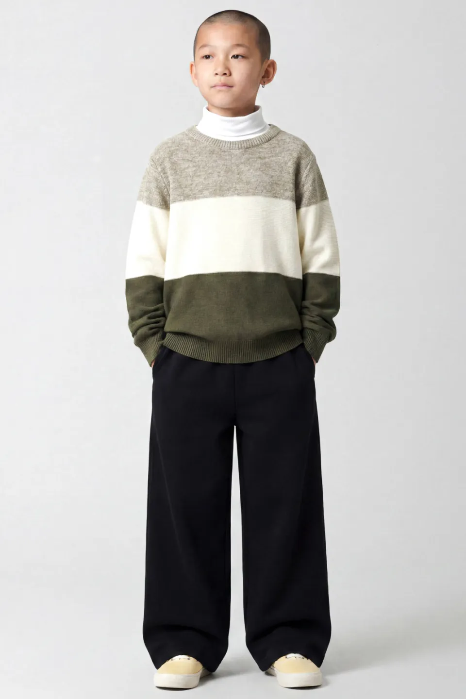 NAME IT KIDS katoenen rechtvallende gebreide trui - groen Groen/wit
