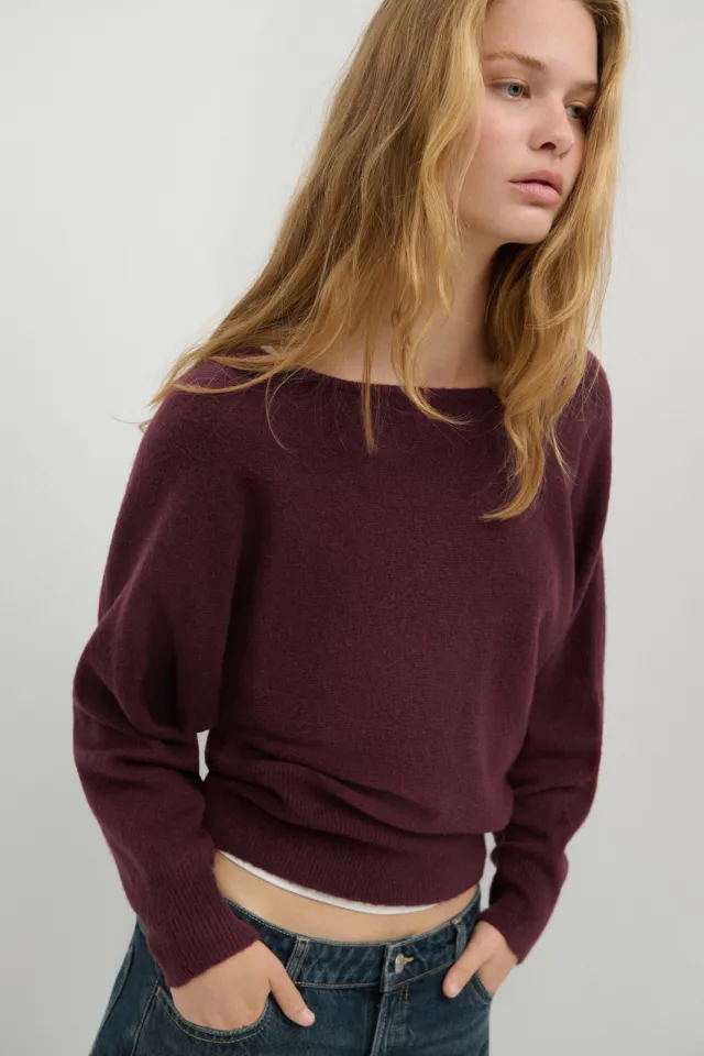 Mango TEEN gebreide trui met wol - donkerrood