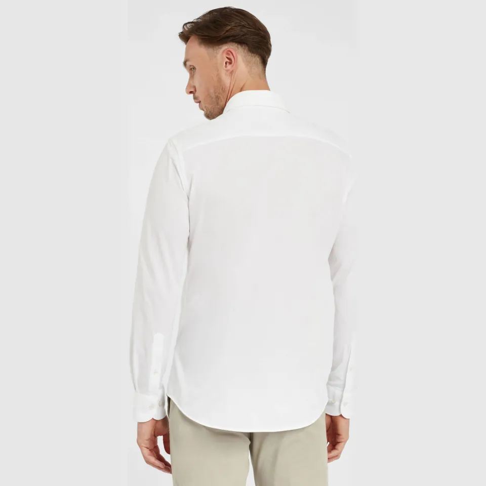 Profuomo Japanese Knitted slim fit jersey overhemd wit, foto 2