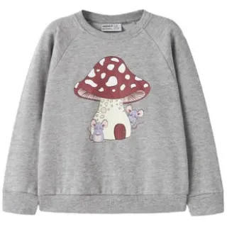NAME IT MINI rechtvallende sweater met print - grijs Printopdruk Grijs melange