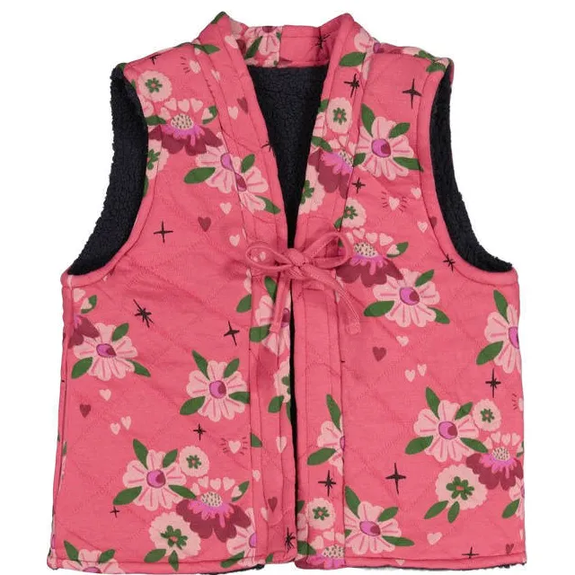 Jubel reversible teddy gilet Moon Flowers antraciet/roze, foto 2