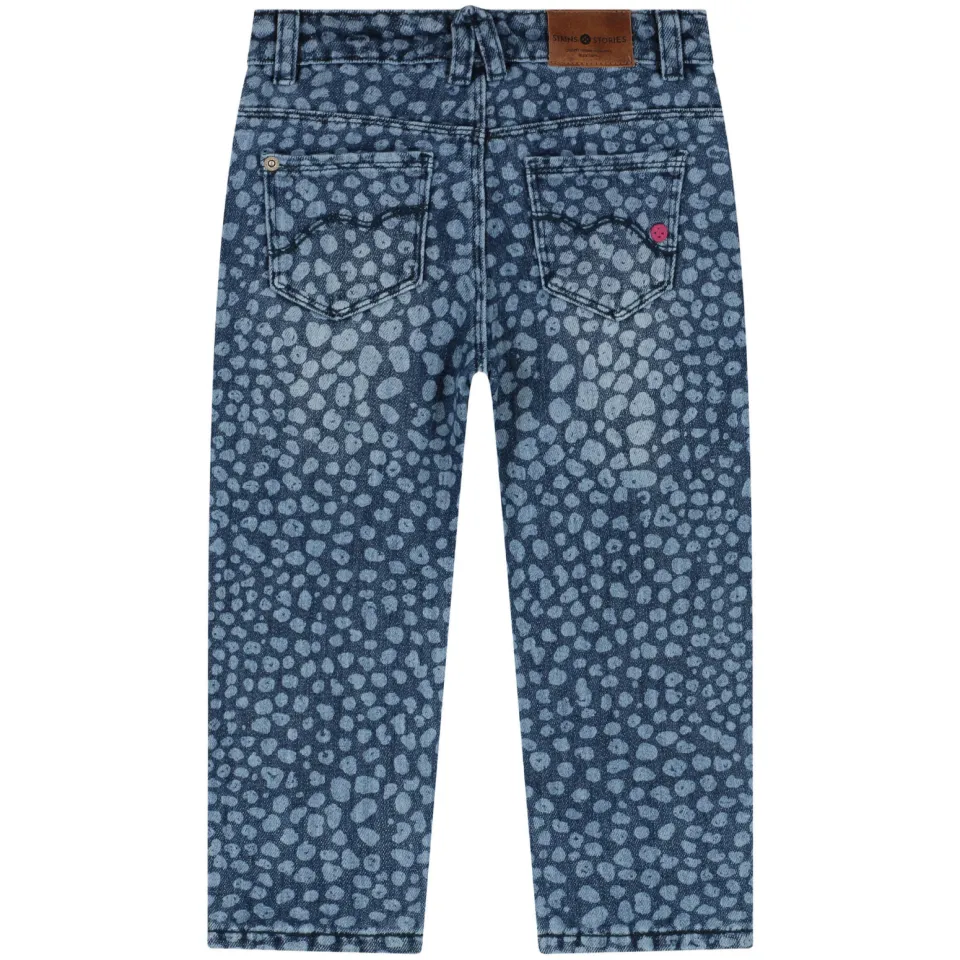 Stains&Stories tapered jeans met print - mediumblauw, foto 2