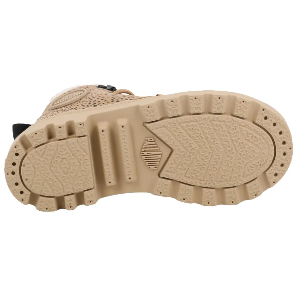 Palladium Peuter/kleuter leren veterschoenen met profielzool en dierenprint - bruin/beige, foto 2