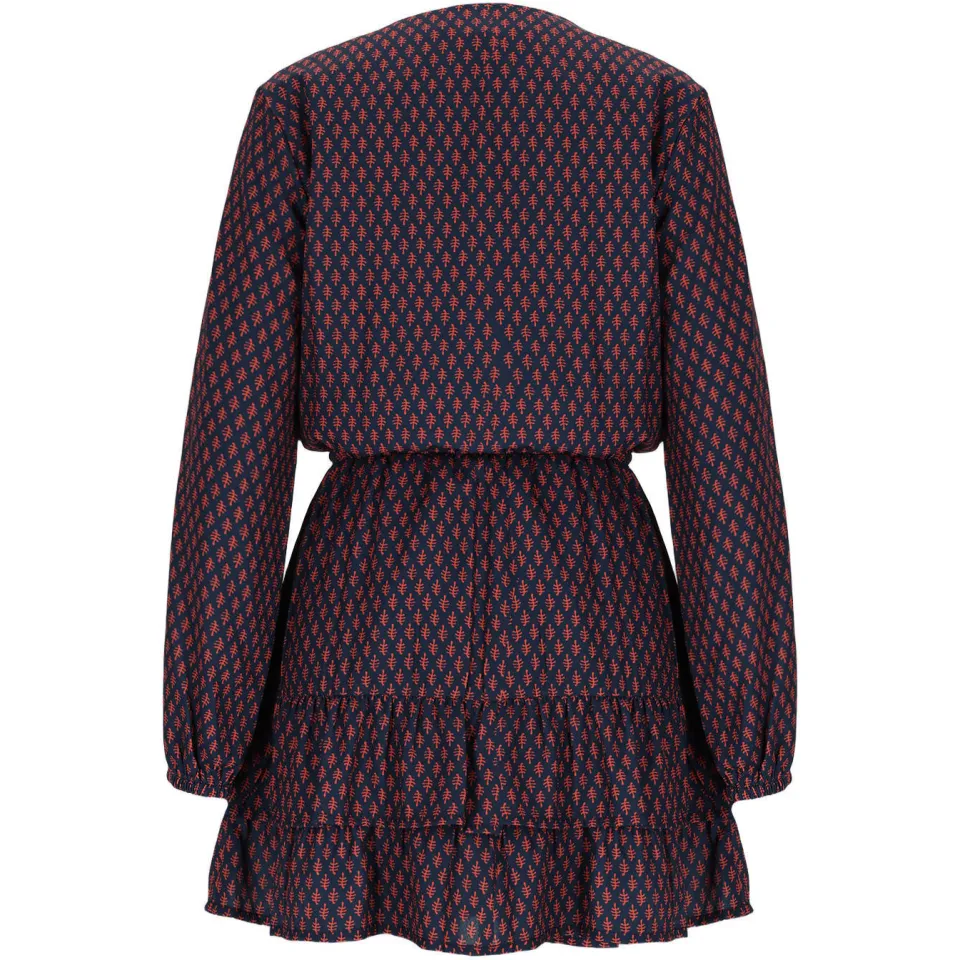 NoBell’ Mayal korte jurk met ruches donkerblauw/donkerrood, foto 3