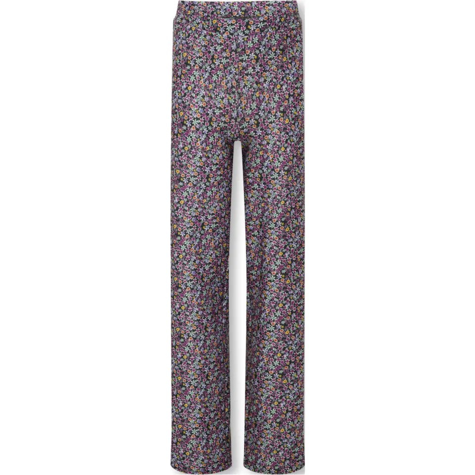 Only wide leg casual broek bloemenprint black-liatris/blauw/yellow flowers, foto 2