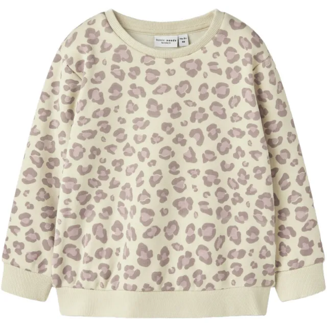 NAME IT MINI sweater met panterprint - zand