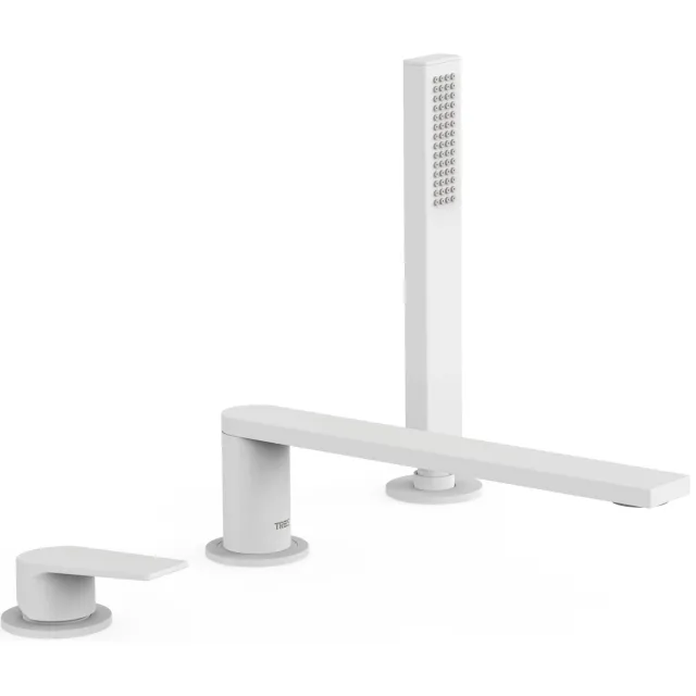 Tres Badrandkraan Tres Project 1-Hendel Rechte Uitloop 23 cm met Omstel en Handdouche RVS RVS Look