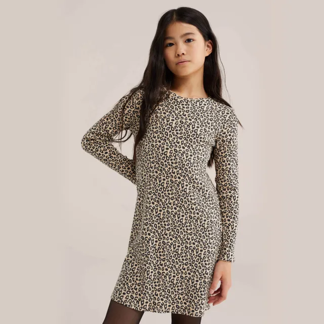 WE Fashion midi jurk beige