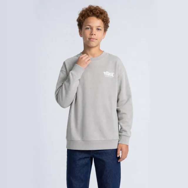 Petrol Industries sweater met backprint - grijs