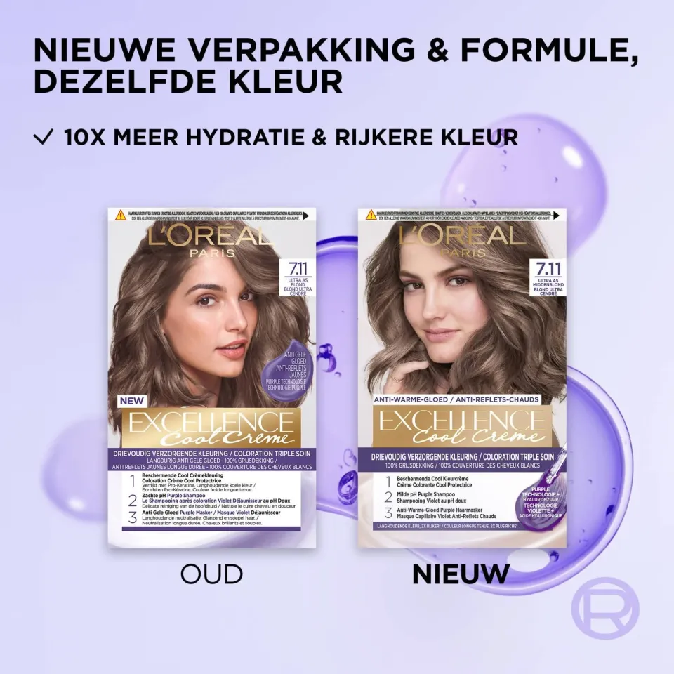 L'oréal Excellence Cool Crème haarkleuring 7.11 ultra as middenblond, foto 3