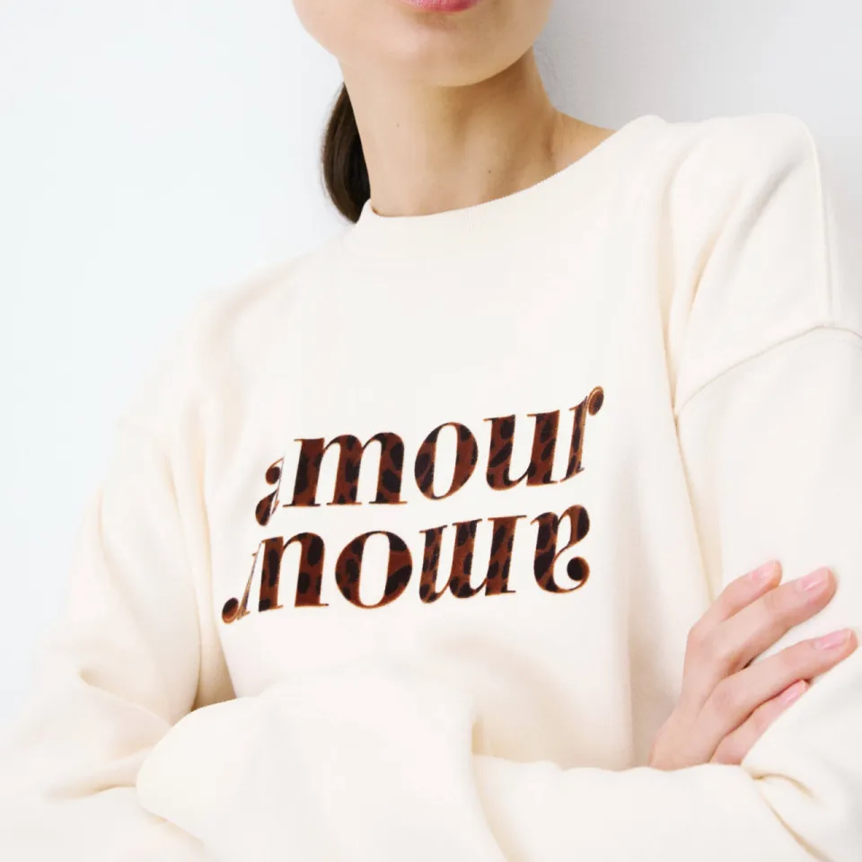 Grace & Mila sweater met tekst - ecru/bruin, foto 8