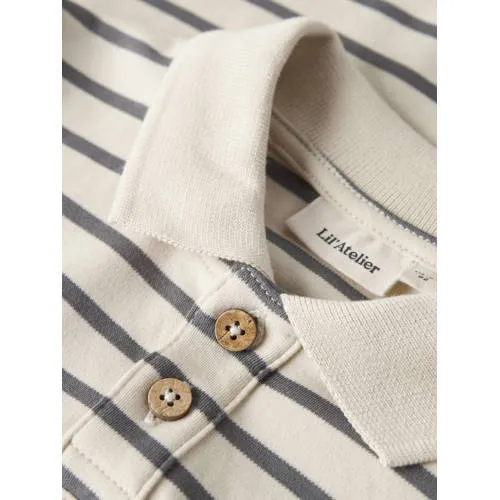Lil' Atelier MINI loose fit gestreepte polo - ecru, foto 3