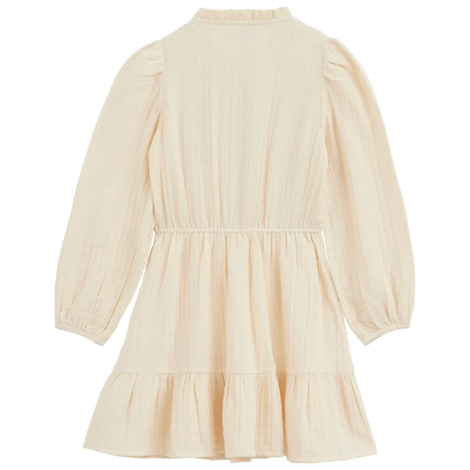 WE Fashion midi jurk met plooien beige, foto 3