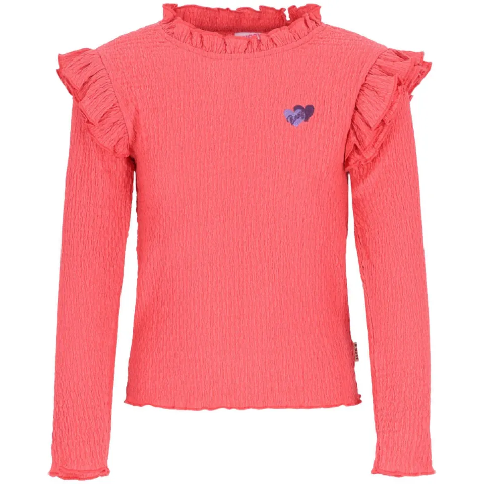 B.Nosy aansluitende longsleeve met ruches roze, foto 2