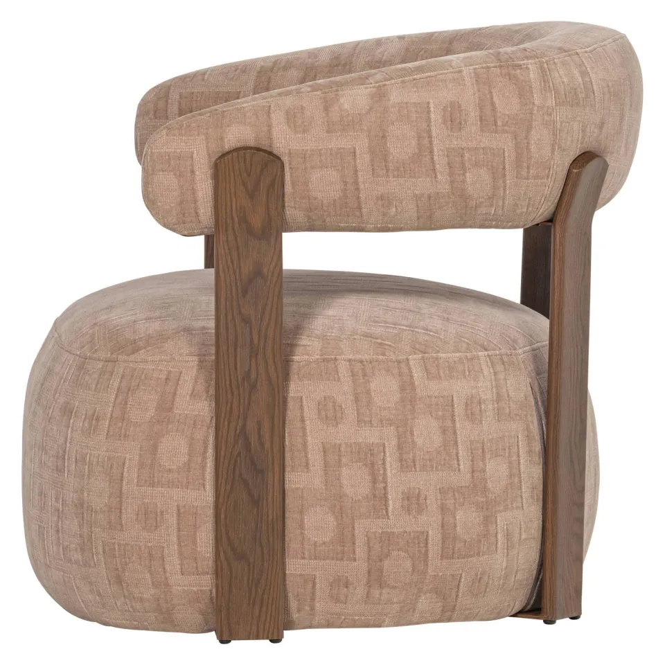 WOOOD Foon Fauteuil - Structuurstof - Bruin - 78x82x73, foto 3