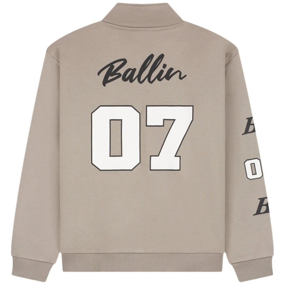 Ballin boxy sweater met backprint en tekst - taupe, foto 2