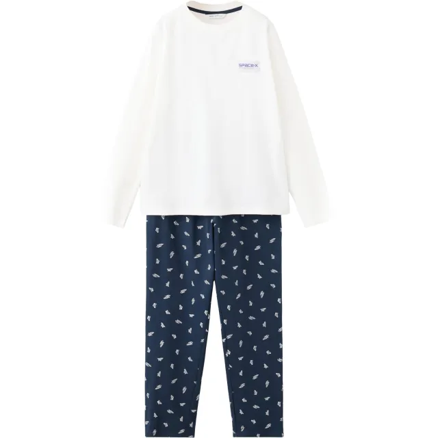 Mango Kids pyjama met backprint donkerblauw/wit