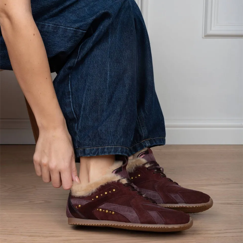 Haboob Tamara suède sneakers met studs - bordeaux, foto 7