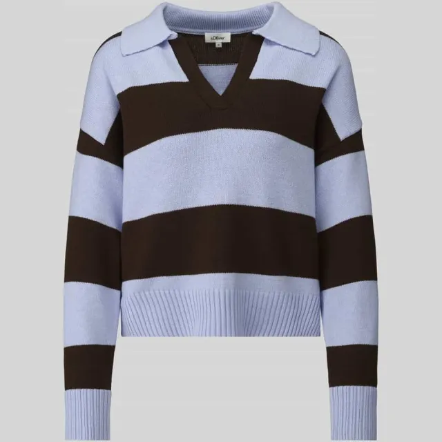 S.Oliver boxy fit gebreide pullover van katoenmix Blauw/bruin