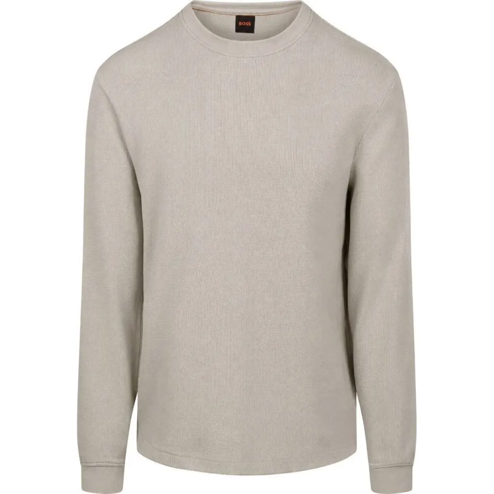 Boss regular fit longsleeve - lichtbeige, foto 2