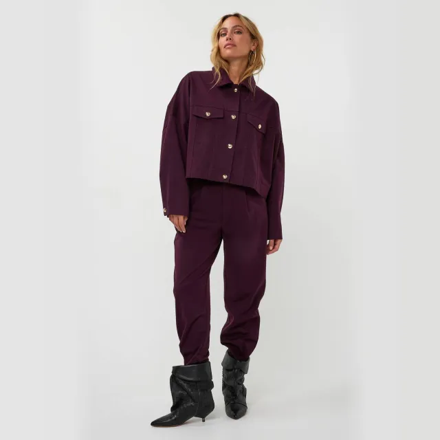 AMAYA Amsterdam tapered broek - aubergine