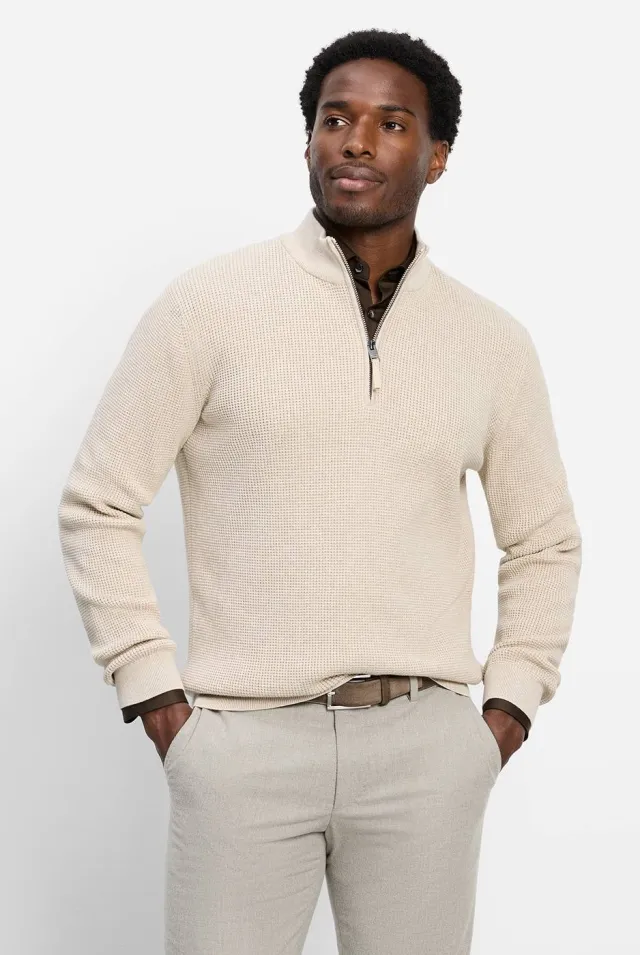 Olymp katoenen regular fit gebreide trui - beige