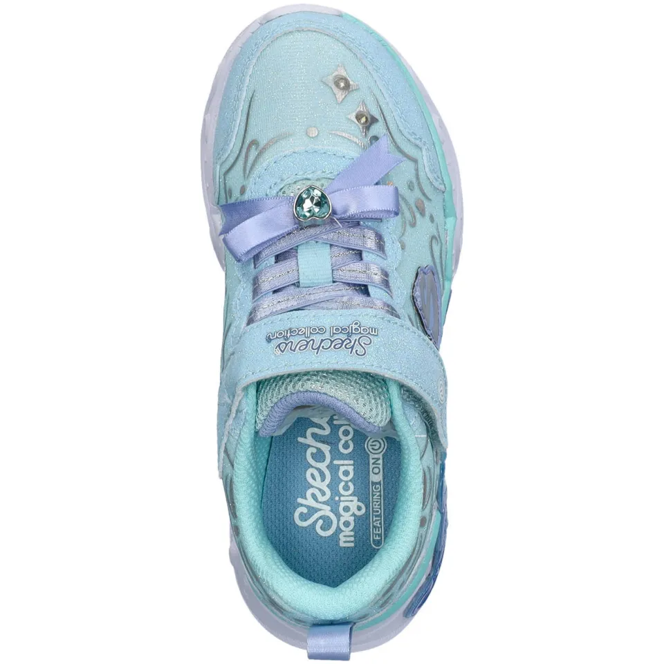 Skechers imitatieleren sneakers met glitters en lichtjes - lichtblauw, foto 5