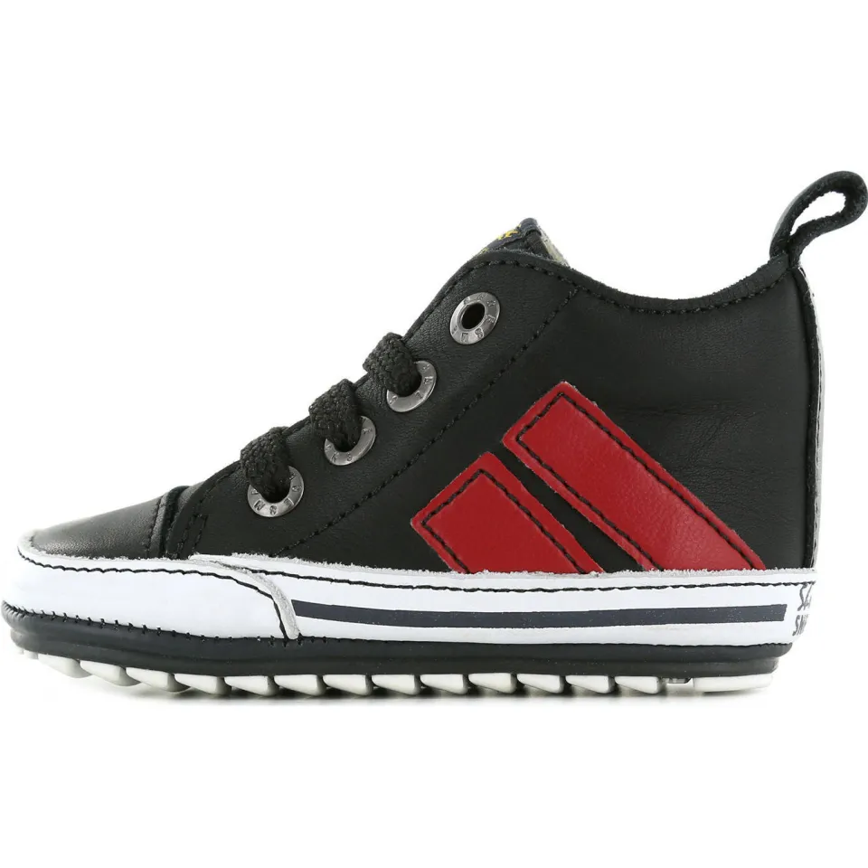 Shoesme BP21W028-D leren babyschoenen zwart/rood, foto 4